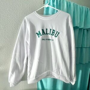 white malibu graphic sweatshirt